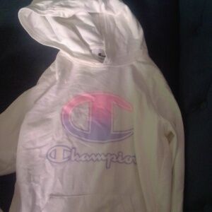 White and pink and purple Champion Hoodie